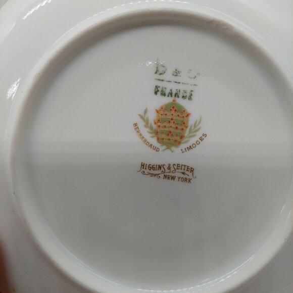 B & C Limoges France Higgins & Seiter Cup And Saucer White Gold - Picture 7 of 9